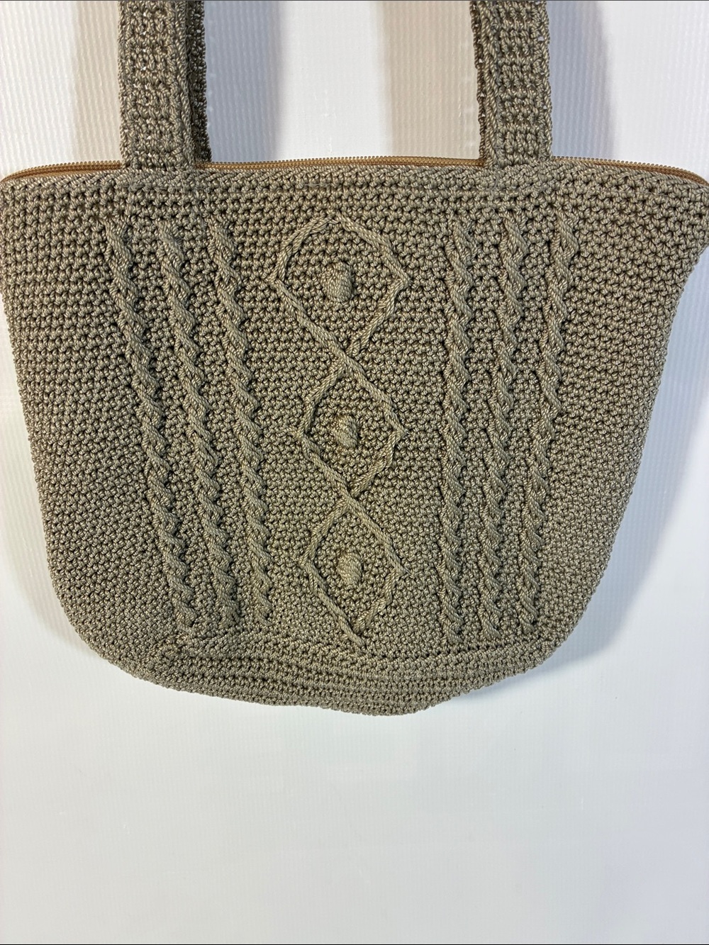 Woven Knit Tote Bag in Beige